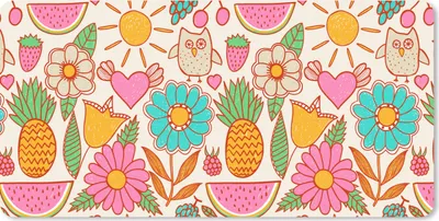 Produktbild von MuchoWow® Schreibtischunterlage Eule - Regenbogen - Blumen - Kinder - Muster 80x40 cm - XXL Mauspad - Gaming Mauspad