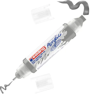 Produktbild von Edding 5400 Acryl 3D Double Liner, Silber, Silber, Weiß, Fein / Extradick, 2 mm, 1 cm, Tinte auf Wasserbasis