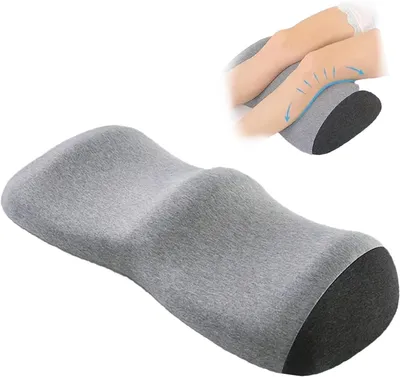 Imagen del producto de Almohada ergonómica para las rodillas, de espuma viscoelástica, en color gris oscuro, ideal para personas que duermen de lado