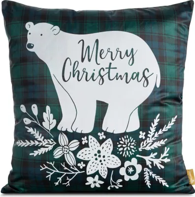 Image de Eurofirany Taie d'oreiller Noël 60x60 cm Joyeux Noël vert Décoration