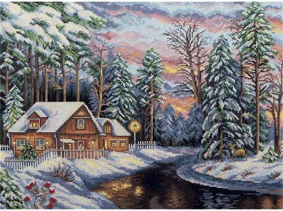Immagine prodotto di Set da ricamo a punto croce Panna "Silent Christmas Eve" 40x28,5 cm