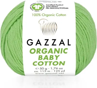 Produktbild von Gazzal Baumwolle Baby Grün - Weiche, Nachhaltige Strickwolle 100%