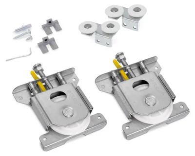 Image de Kit roulettes basses pour coulissant 70kg avec freins - EMUCA - 6188920