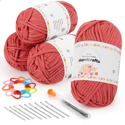 Obrázek produktu pro Sada příze na pletení a háčkování, 200 g, silná příze s doplňky, vhodná pro začátečníky