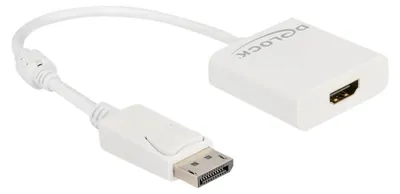 Produktbild von Delock Adapter DisplayPort 1.2 Stecker zu HDMI Buchse 4K Aktiv weiß