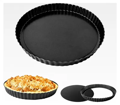Produktbild von 2 Stück 24 cm Tarteform mit Hebeboden, Quicheform mit abnehmbarem Boden, runde Tarteform, Tortenbodenform, Obstkuchenform für Quiche und Tarte