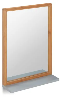 Wandspiegel mit Ablage, rechteckig, Bambus/MDF, Natur/Grau