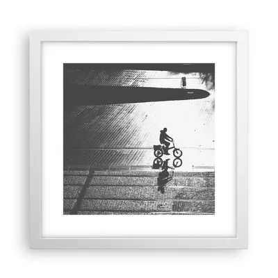Produktbild von Gerahmtes Poster - Weißer Rahmen - Schwarzweiß Radfahrer Einsamkeit - 30x30 cm - Wand Bild - Wanddeko - Wandbilder - Kunstposter - Wandposter - Bilderrahmen - Bilder - Kunstdruck - P2WAC30x30-4479