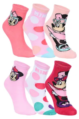 Produktbild von Minnie Mouse Socken Mädchen 6 Paar, Kinder Socken Set, Größe:23-26