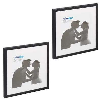 Obrázek produktu pro Relaxdays Sada 2 ks rámečků na fotografie, 38,5 x 38,5 cm, čtvercové, rámečky na fotografie, k zavěšení nebo postavení, s paspartou, černé