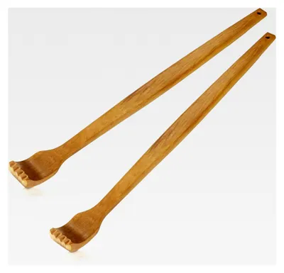 Produktbild von 2 Stück Holz Rückenkratzer Handheld Manuelles Rückenmassagegerät Langer Rückenkratzer zur Linderung von Juckreiz und Körperentspannung