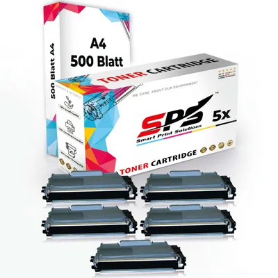 Produktbild von Druckerpapier A4 + 5x Multipack Set Kompatibel für Brother MFC-7340 (TN-2120) Toner-Kit Schwarz XL 5200 Seiten