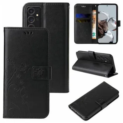 Produktbild von Kunstleder Flip-Hülle Floral für Samsung Galaxy S Serie - Farbe: Schwarz - Modellkompatibilität: Für Samsung Galaxy S24 Ultra