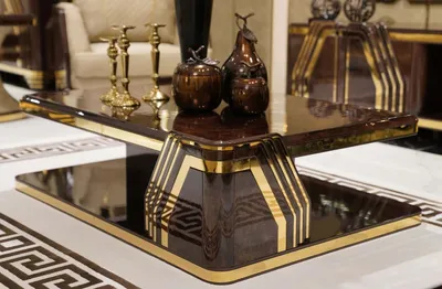 Immagine prodotto di Casa Padrino Luxury Art Deco Coffee Table Brown / Gold - Tavolo da soggiorno rettangolare - Mobili da soggiorno - Mobili Art Deco - Mobili - Arredamento - Arredamento per il soggiorno