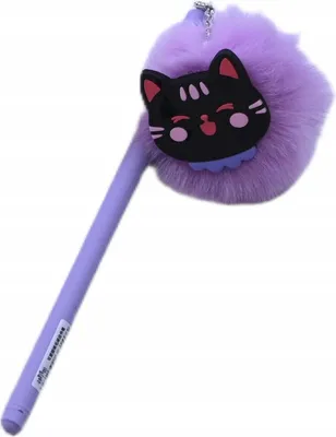 Produktbild von Fineliner Katze mit Pompon - Flauschiger Stift für Mädchen Schule - Schwarz Schreibend