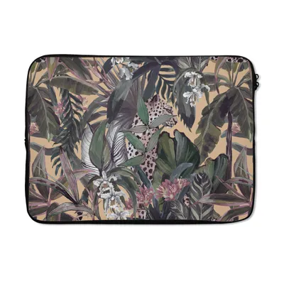 Produktbild von MuchoWow® Laptop Hülle 14 ZollVintage - Dschungel - Panther - Muster Laptoptasche - Laptoptasche - Stoßsicher - Schutzhaube