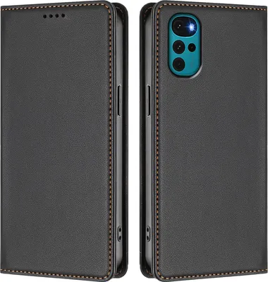Obrázek produktu pro Kožené pouzdro pro Motorola Moto G22 / Moto E22s, magnetické flipové pouzdro zPolyuretankůže se stojánkem Černá
