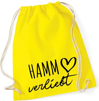 Produktbild von Huuraa Turnbeutel Hamm verliebt 12 Liter Yellow Baumwolle Rucksack Geschenkidee