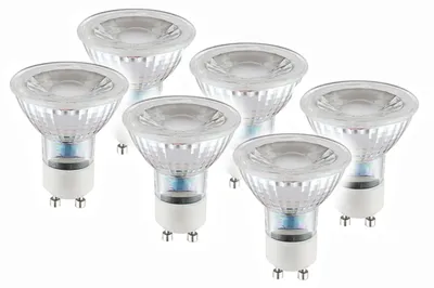 Obrázok produktu pre Sada 6 LED žiaroviek "MARLA", pätica GU10, 4,6 W, 450 lúmenov, kov a sklo, priehľadné