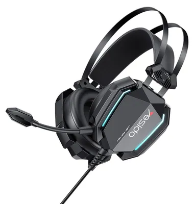 Zdjęcie produktu dla Yesido EK03 słuchawki 3,5 USB, mikrofon, podświetlenie, 2 - czarne