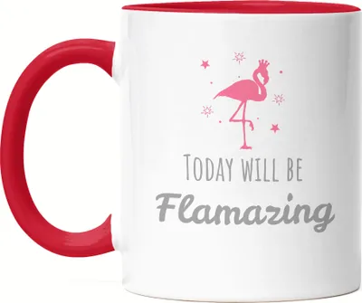 Produktbild von Today will be Flamazing Flamingo Tasse  Rosa Spruch Sprüche-Tasse für Damen Frauen Tasse Rot