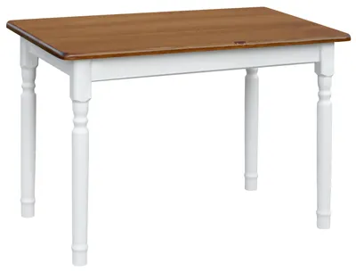 Obrázek produktu pro Bílý stůl II z masivního borovicového dřeva s deskou v barvě dubu 130 x 70 cm