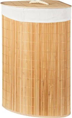 Produktbild von Bambus-Eckwäschekorb 35×35×60 cm braun/weiß