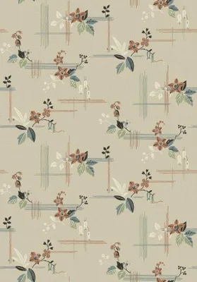 Zdjęcie produktu dla Borastapeter Tapeta zabytkowe kwiaty beżowym,terakotaIzielonym - 660012 - 53 cm x 10.05 m