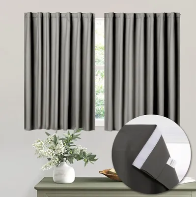 Verdunkelungsvorhang-Set, 2 Paneele, grau, 86x76 cm, ohne Bohren