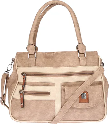 Produktbild von Große Damen Tasche Schultertasche Umhängetasche Henkeltasche Leder Optik Bag Apricot