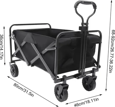 Zdjęcie produktu dla Składany wózek ręczny – składany wózek transportowy – nośność 80 kg – do ogrodu, na kemping i na zakupy – z kółkami – czarny