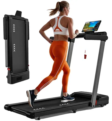 Obrázok produktu pre Bežecký pás, skladací, dizajn 2 v 1, rýchlosť 12 km/h, maximálna nosnosť 120 kg, dvojitý LED displej, kompatibilný s Bluetooth