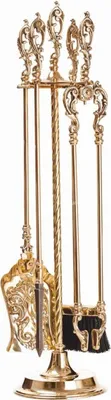 Produktbild von Casa Padrino Barock Kaminbesteck mit Ständer Gold H. 80 cm - Kamin Zubehör