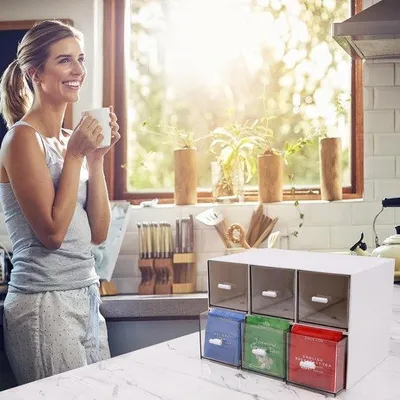 Produktbild von Famanu Kaffeekapsel-Organizer mit stapelbaren Schubladen - Weiß