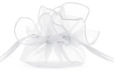 Obrázek produktu pro Bílé organzové sáčky, 25 cm, 10 ks – PartyDeco