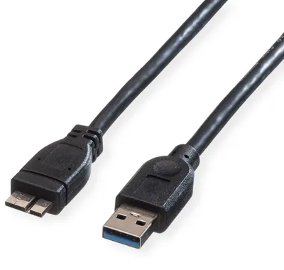 Productafbeelding van ROLINE USB 3.2 Gen 1 kabel, Type A naar Micro-B, zwart, 0,15 meter