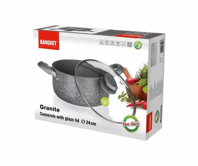 Obrázek produktu pro Hrnec s nepřilnavým povrchem GRANITE PR 24 x 11 cm, se skleněnou poklicí