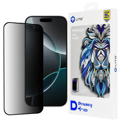 Obrázek produktu pro Lito D+ Pro Privacy tvrzené sklo pro iPhone 16 Pro – černé