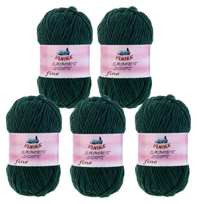 5 x 100g Strickgarn Samet Soft Fine tannengrün