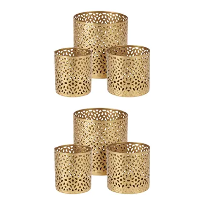 Produktbild von 6er Set Metall Teelichthalter Gold Ø 5/6,5/8,5 cm Teelicht Lichteffekte Kerzenhalter Windlicht Tischdeko