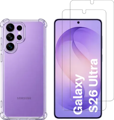 Produktbild von Stoßfeste Hülle für Samsung Galaxy S26 ULTRA und 2 Displayschutzfolien aus gehärtetem Glas Phonillico®