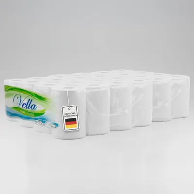Produktbild von Vella Premium Toilettenpapier 3-lagig, ultraweich, saugstark, hautfreundlich, reißfest & hypoallergen – 48 Rollen, deutsches