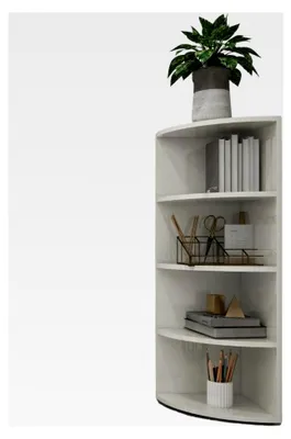 Produktbild von Eckregal 120 Weiß, Bücherregal mit 4 Fächern, stehend, aus Holz 40x40x120 cm