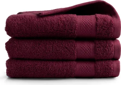 Produktbild von DoubleDry Premium Handtücher Set - 3 Stück 70 X 140 cm Baumwolle - 500 g/m² - Weich & Saugstark -  Badetuch badehandtücher Große Handtuch (Bordeaux Rot)