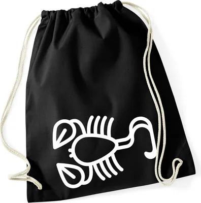 Produktbild von Huuraa Turnbeutel Skorpion Sternzeichen Symbol 12 Liter Black Baumwolle Rucksack Geschenkidee