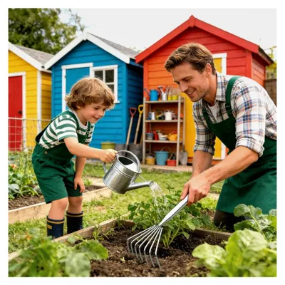 Produktbild von Rasenrechen – Ergonomisch gestalteter Rechen mit langem Edelstahlgriff | Kleines Metallgerät für Jäten, Graben und Einebnen von Erde, geeignet für Rasen und Blumenbeete im Garten