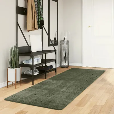Produktbild von Teppich HUARTE Kurzflor Weich und Waschbar Waldgrün 80x250 cm , Designerteppiche 2024 Neu