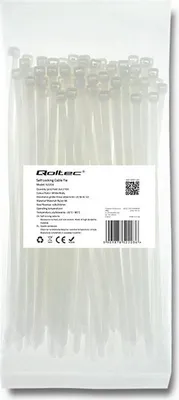 Obrázek produktu pro Qoltec 52203, Žebříčková stahovací páska, Nylon, Bílá, CE, 200 mm, 4,8 mm
