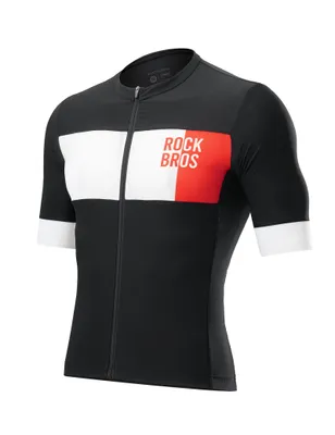 Obrázok produktu pre ROCKBROS Pánsky cyklistický dres s krátkym rukávom, priedušný, rýchloschnúci, s 3 zadnými vreckami, pre cyklistiku, čierny, veľkosť XL