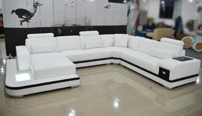 Produktbild von Design Ledersofa Sofa Modernes Polster Leder Ecksofa Couch Wohnlandschaft